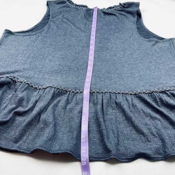 NWT MAX STUDIO Tassel Tie Split Neck Ruffle Sleeveless Tunic - Picture 6 of 9